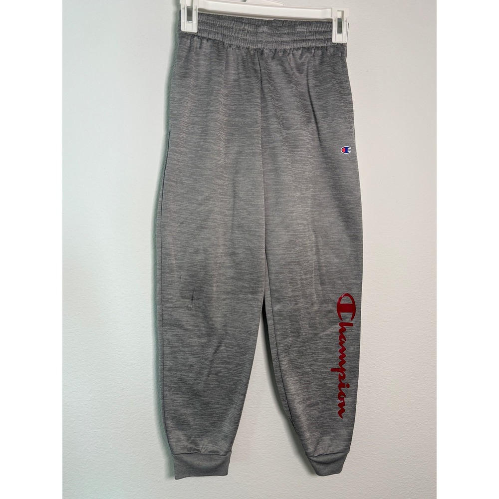 Champion Boys Gray Space Dye Jogger Sweatpants Red Logo Size 10/12 Medium